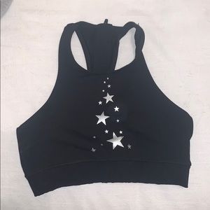 Star Detailed Black sports bra